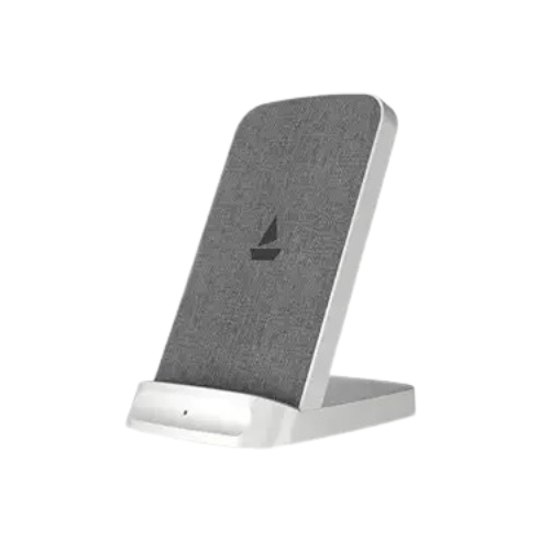 boAt Powerpod 200 Wireless Charger w/ 15W Wireless Charging, Premium Fiber Cloth Build, Dual Coils, Anti-Slip Grip, 6mm Transmission Range, Smart IC Protection, LED Indicator(White)